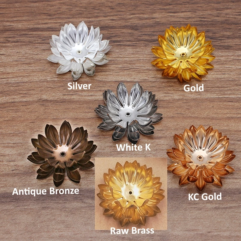 BoYuTe (20 Pieces/Lot) 30mm Metal Brass Four-Layer Chrysanthemum Flower Materials Handmade Diy Jewelry Findings Components