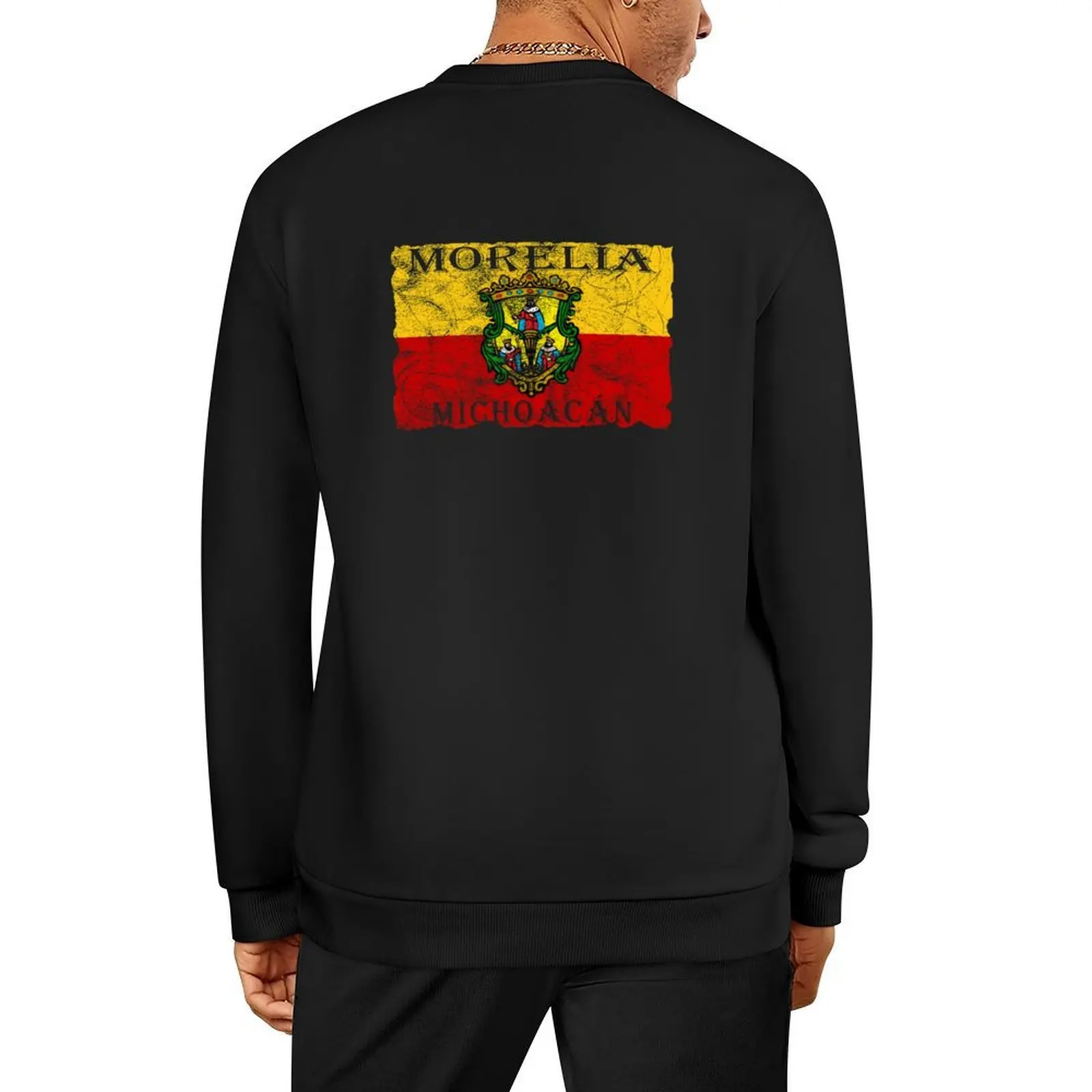 

Morelia Michoacan Flag Distressed Design Pullover tracksuit anime clothing blouse clothes for men hooded sweatshirts