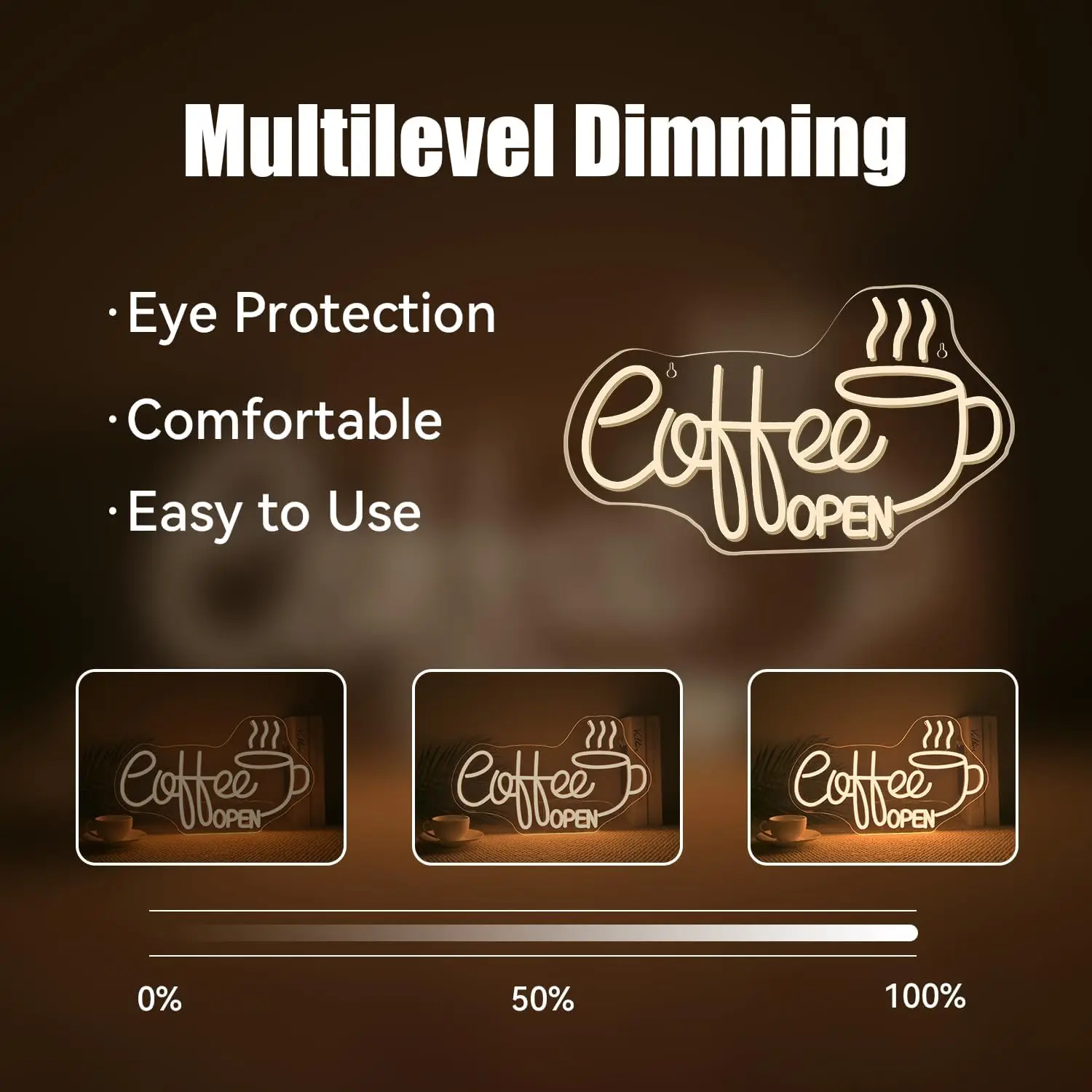 Coffee Open Neon Sign Warm White Light Up Sign Wall Decor for Coffee Bar Cafe Business Restaurant Club Party Man Cave