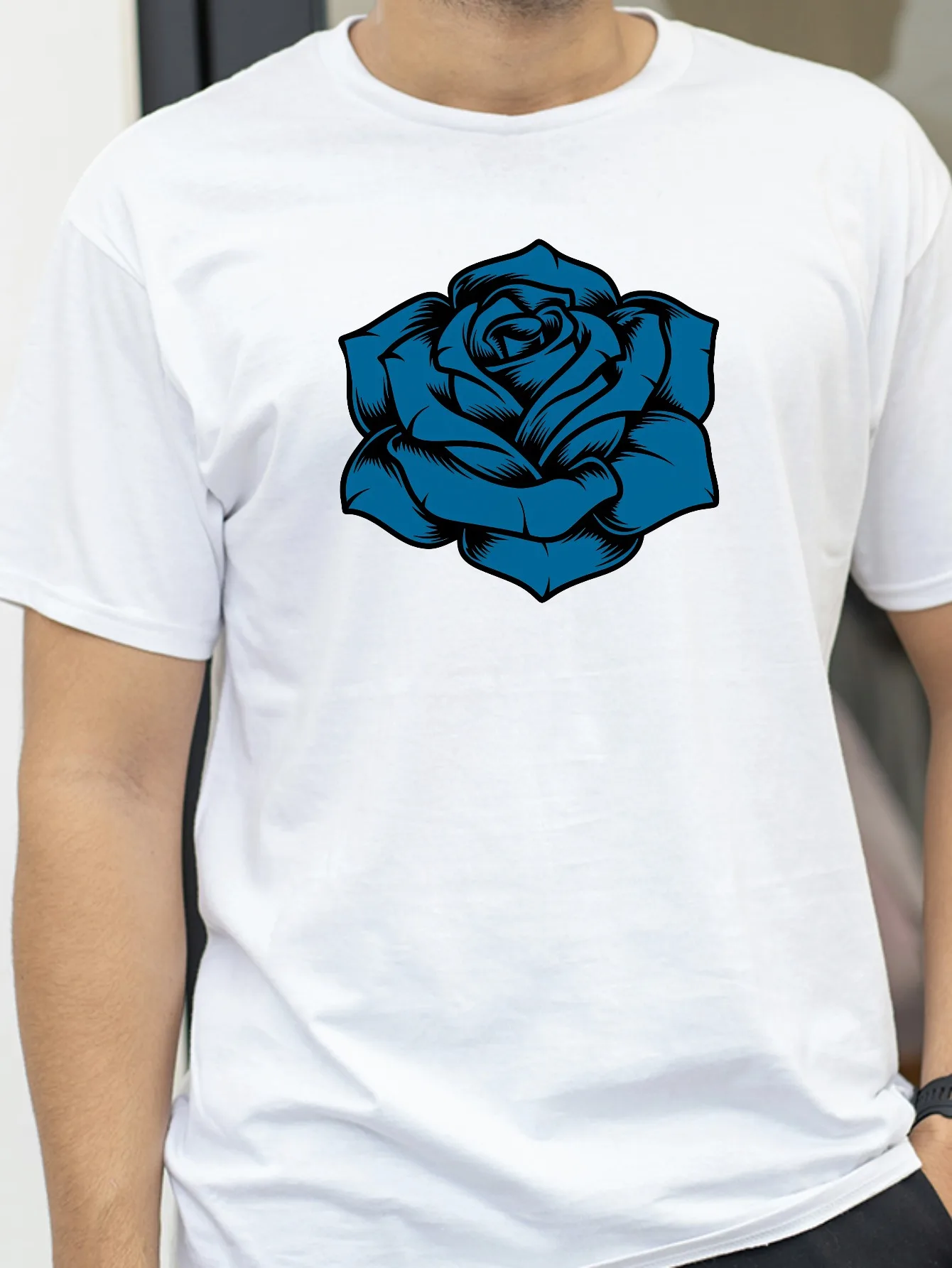 

Blue Rose Evanescence Metal Rock Band Graphic Tee Men Women Cotton Summer Streetwear T-Shirt