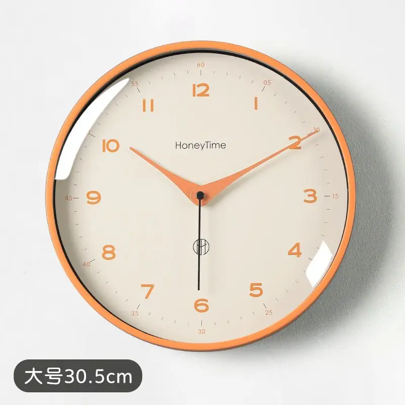 Simple Orange Wall Clock Atmosphere Creative Silent Dinning Living Room Wall Hanging Clocks Watch Home Decoration