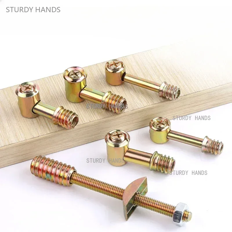 10 Sets of Iron Four in One Connectors Bed Assembly Hammers Nuts Screws Eccentric Wheels Furniture Hardware Accessories