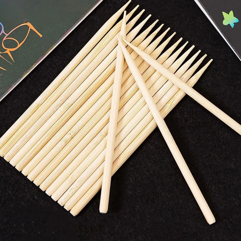 50Pcs Pens for Kids Scratch Paper Heavy Duty Wooden Art Drawing Sticks Creative Craft Tools for Children