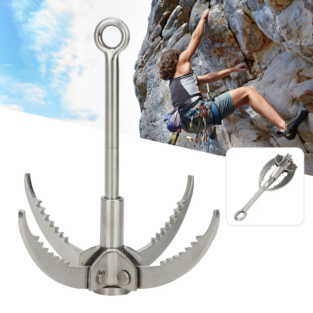 

Stainless Steel Grappling Hook 4 Claws Rock Climbing Folding Hook Outdoor Survival Tool