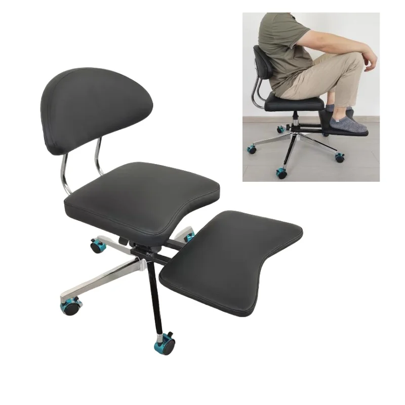 

Ergonomic Kneeling Chair Adjustable Height Mobile Office Chairs Posture Stool with Back Support Cross-Legged Chair Seat