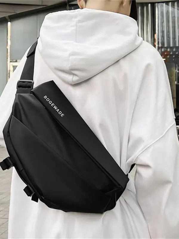 メンズクロスボディバッグ-カジュアルサマー-シングルショルダーチェストバッグ-ソフトオックスフォード生地-ジッパー開閉-おしゃれで流行のバックパック