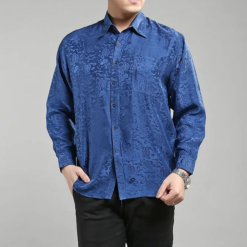 100% silk male long-sleeve shirt,19 momme of pure silk men shirts,100% silk jacquard casual shirt