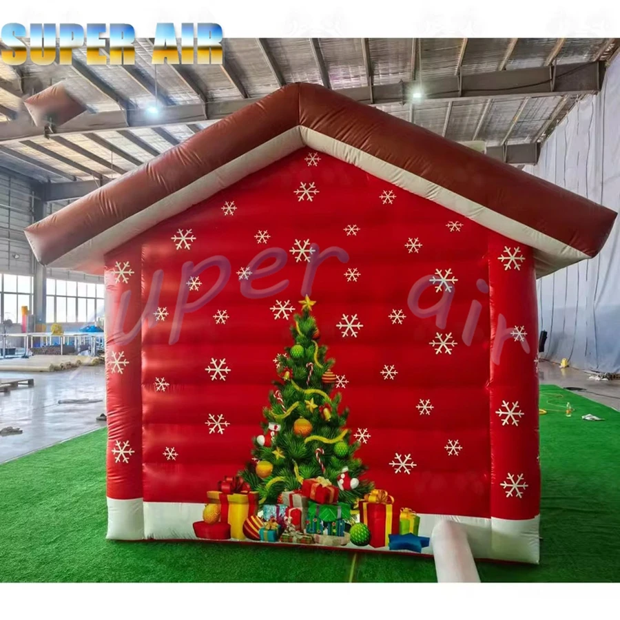 Decoración de celebración navideña, tienda cuadrada inflable, hermosa casa navideña inflable para fiesta