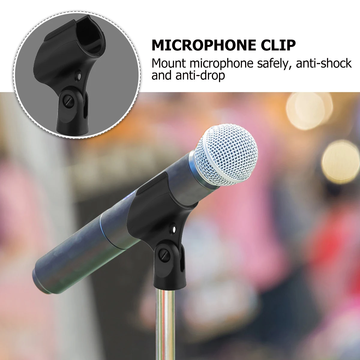 

5pcs Microphone Clip Holder Adapter Mic Mount For Stage Performance Anti- Hands Microphone Holder Black Plastic