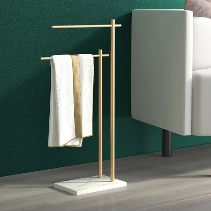 Luxury Marble Towel Rack, Freestanding Bathroom Storage Shelf, Movable Bathtub Side Caddy, Waterproof Rustproof Towel Holder