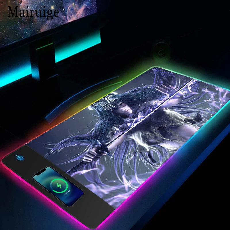 Mairuige Bleach New Wireless Charging RGB Mouse Pads Carpet Mouse Mat Nelliel Tu Odelschvanck Desk Pad Xxl Gaming Pc Mousepad