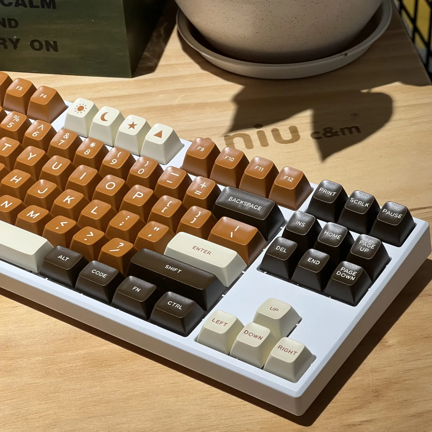 Chocolate Coffee Brown Keycap ABS Material Autumn SA Two-Color Molding Creative Set For Mechanical Keyboard DIY 173 Key keycaps