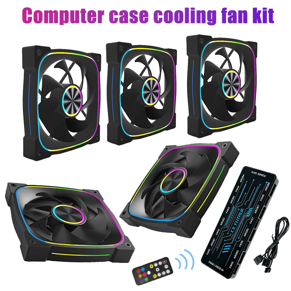 

Комплект вентилятора охлаждения корпуса — 5 вентиляторов, 1 втулка вентилятора. Ступица может подключить 8-вентиляторы (положительные лопасти). (Барте не входит в комплект)