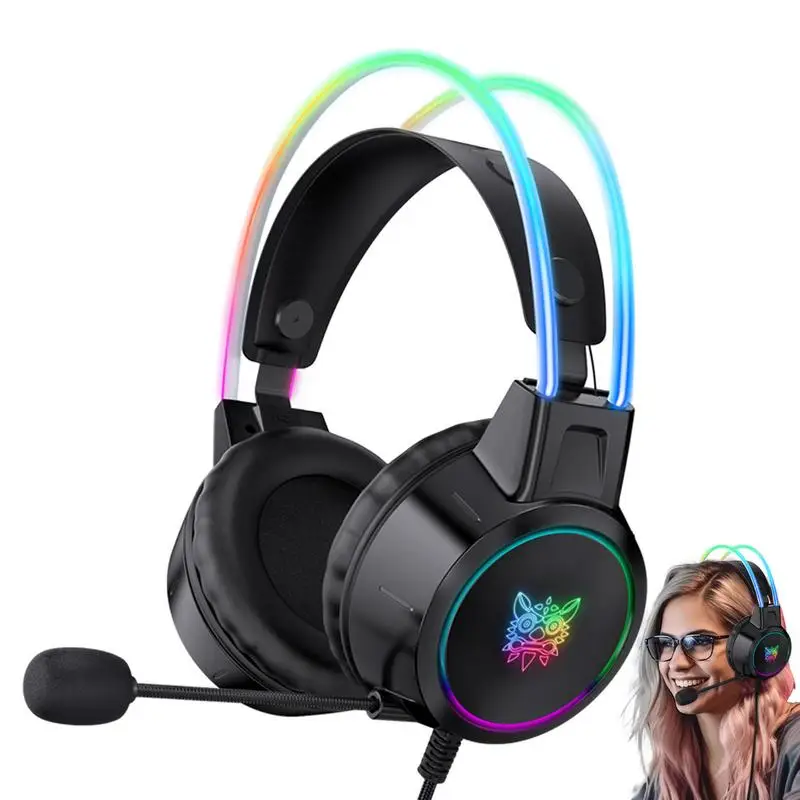 Game Headset With Noise Cancelling Microphone Over Ear Stereo Game Headset With Mic And RGB Lighting Noise Cancelling