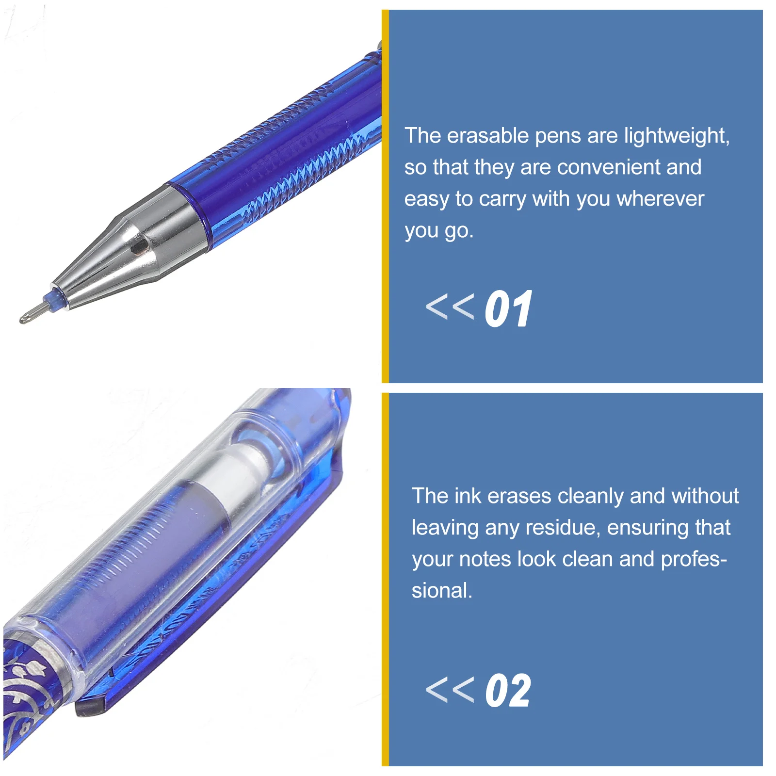 

12Pcs Erasable Blue Pens 0.5mm Fine Point Ink Pens Set for Students Adults Note Taking Writing Blue Pen Erasable Ink Pen