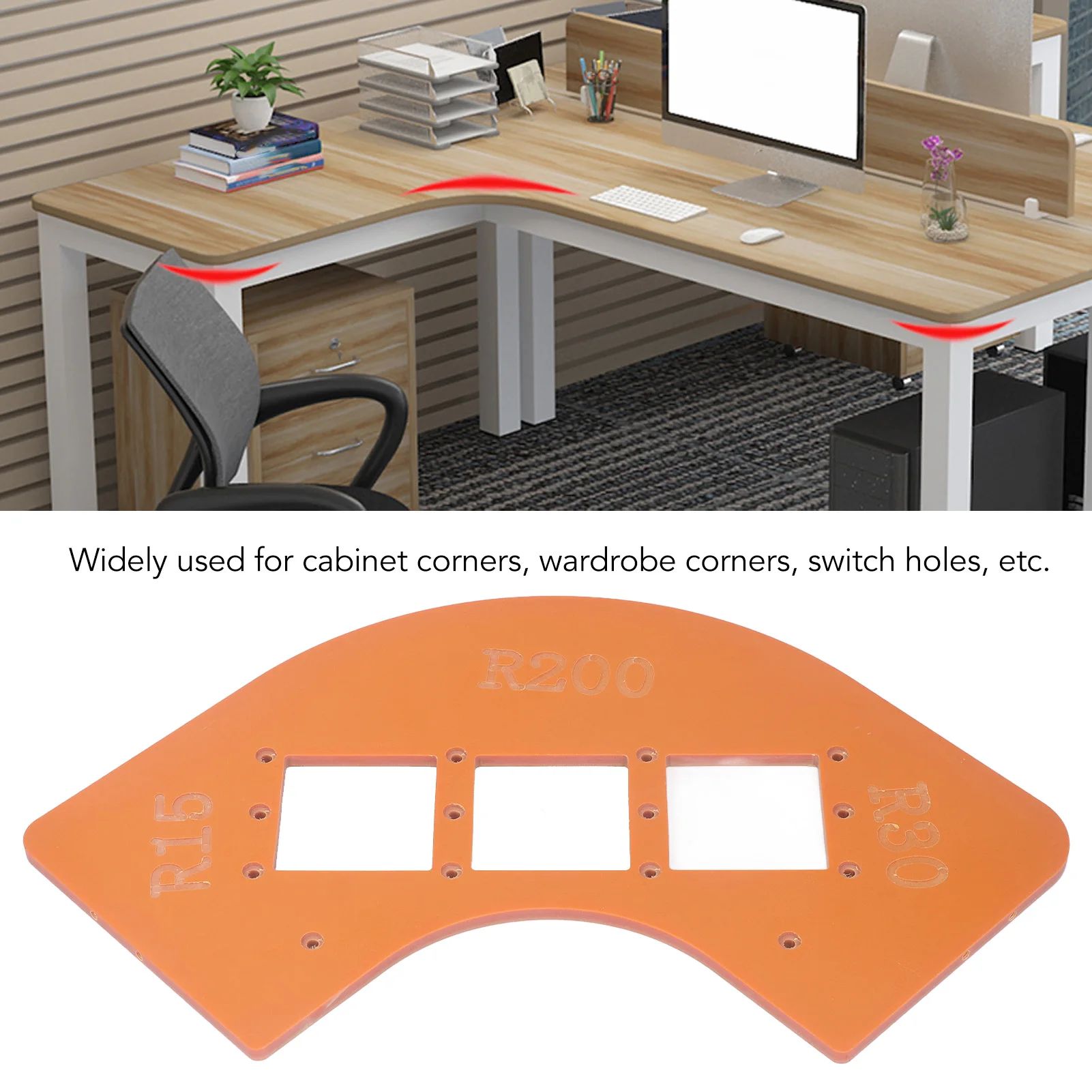 Gabarit de routeur de rayon, calcul de travail, guide de rayon pour armoire, coins de garde-robe, trous de commutation, R15, R30, R100, R200