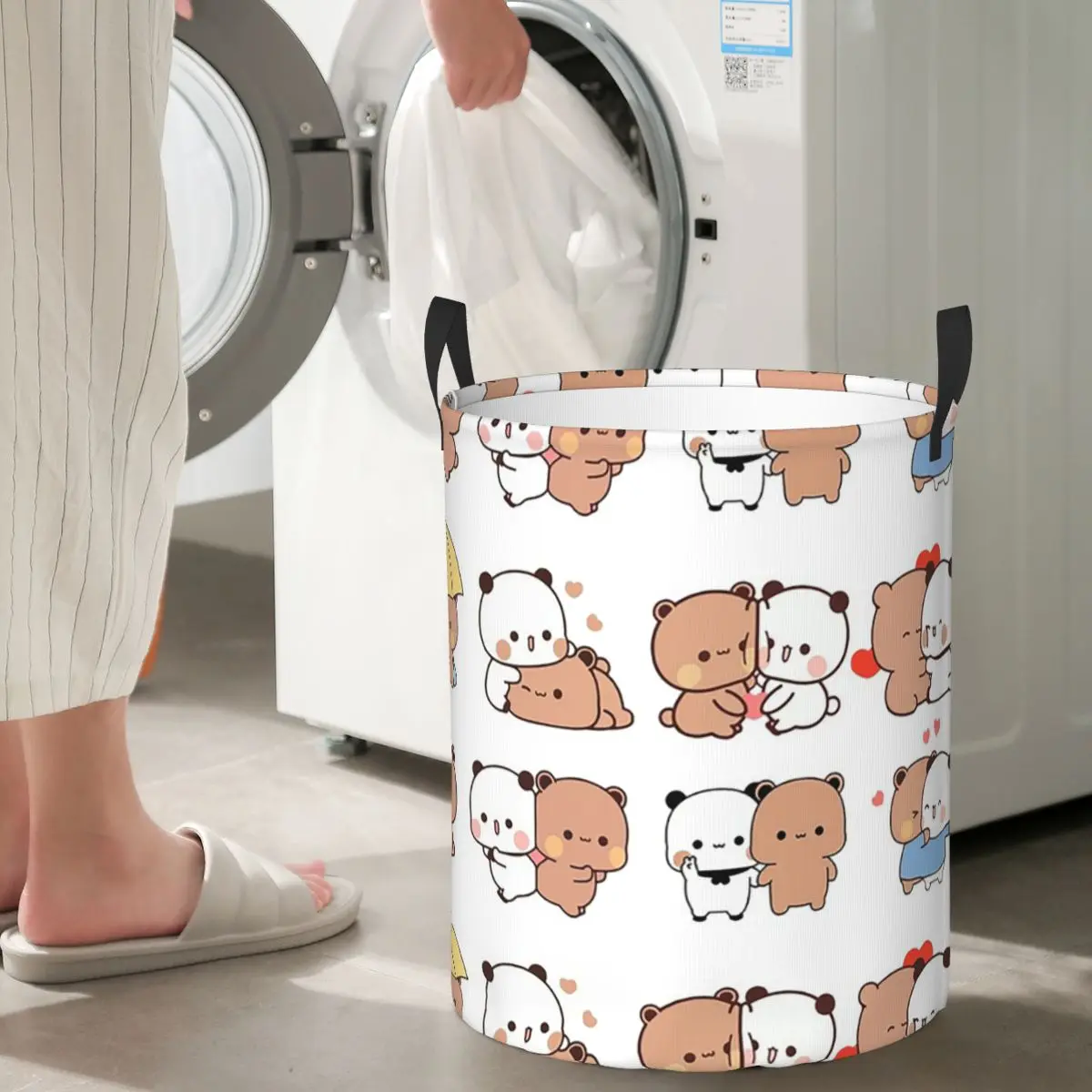Bubu Dudu Bear And Panda Folding Laundry Baskets Dirty Clothes Toys Storage Basket Large Waterproof Hamper