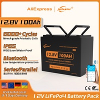 jsdsolar 12V 100Ah LiFePO4 Grade A Deep Cycle Solar Lithium Battery Built-in Bluetooth BMS for RV Camper Golf Cart Solar Storage