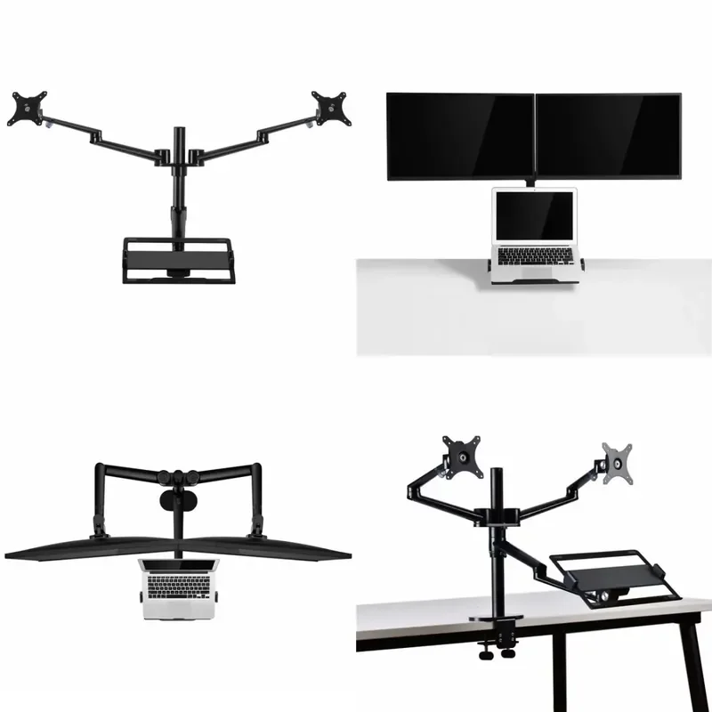 Hot Selling Aluminum Alloy Clip-on Desktop Stand Dual Computer Riser Bracket Laptop Holder