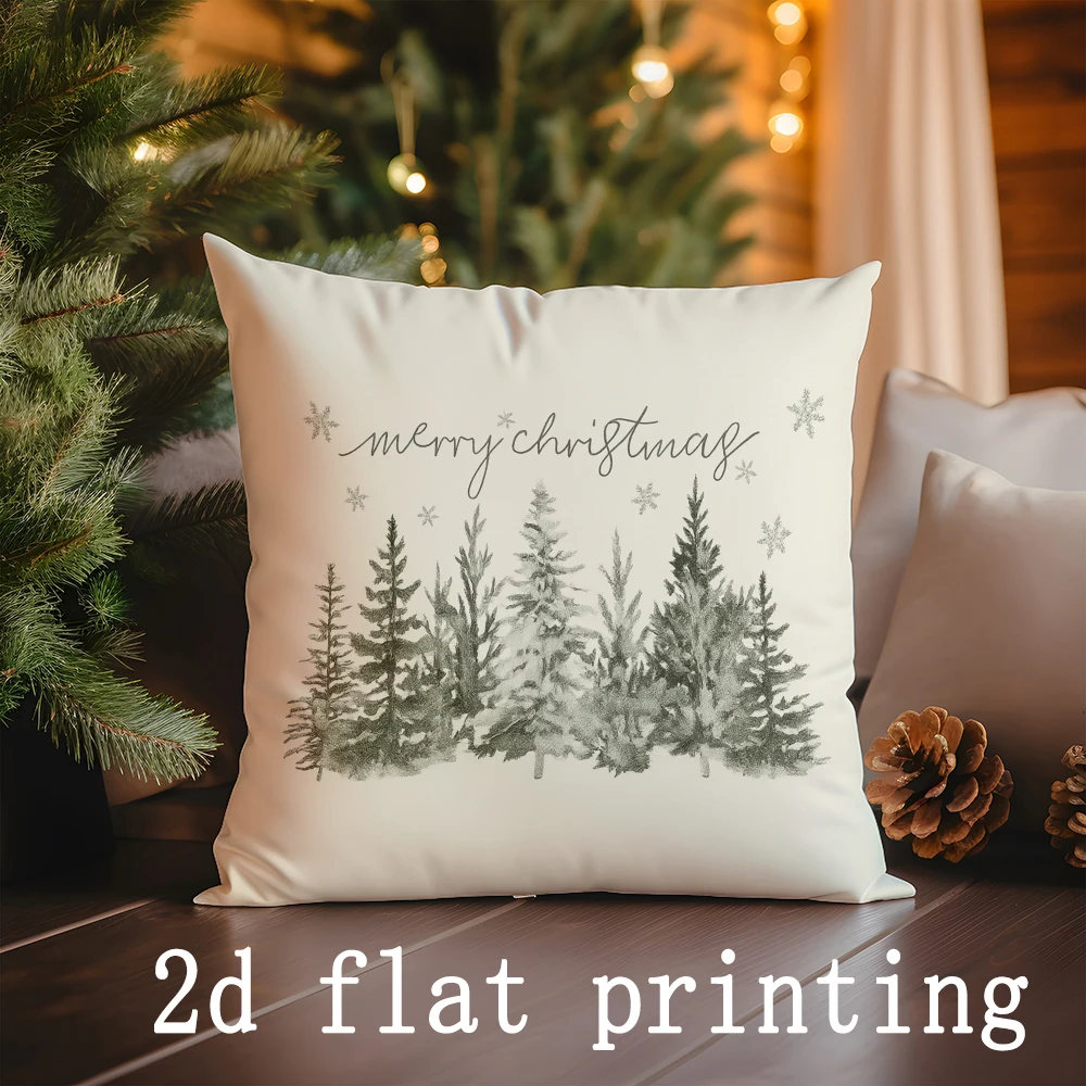 Home Decor Christmas Trees Patterned Pillow Covers Suitable For Sofa Bedroom Car Pillow Cover Cushion Rectangular Back Cushion