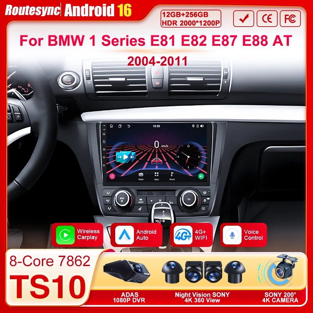 

For BMW 1 Series E81 E82 E87 E88 AT 2004 - 2011 Android 15 Car Audio Car Intelligent Systems Carplay Auto Screen AutoMotive Wifi