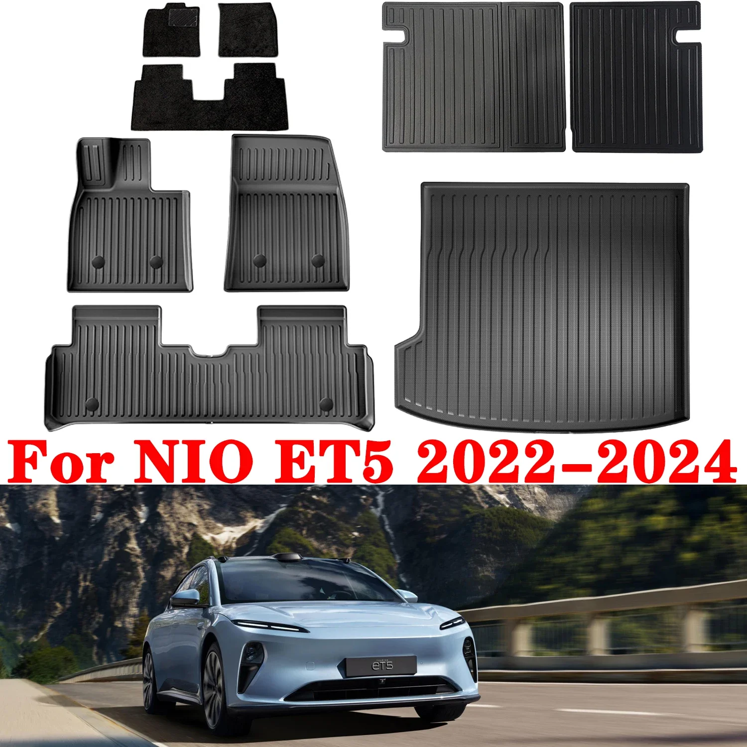 

For Nio ET5 2022 2023 2024 Floor Mats Cargo Liner, Waterproof Anti-slip Trunk Mat TPE Foot Pads Left Hand DrIve