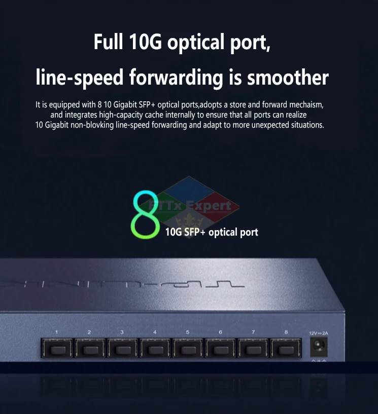 Imagem -04 - Plug And Play Tp-link 10 Gigabit Switch 10g 10gbps 10000mbps Sfp Óptico Tl-st1008f Portas Plug And Play