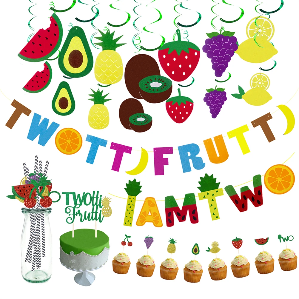 

1pc TWOTTL FRUTTL Shape Adorable Birthday Garland Banner for Kids Birthday Party Decoration (Assorted Color)