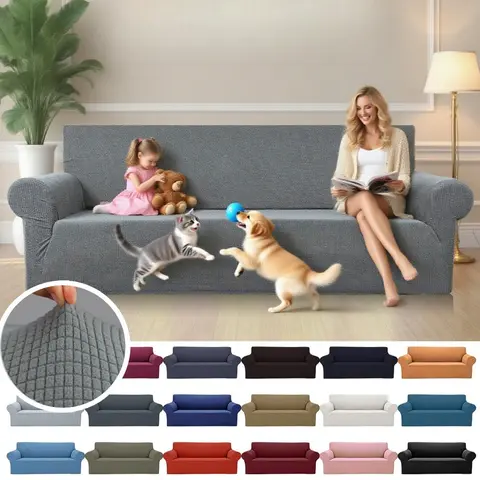 Jacquard Stretch Couch Cover Universal Sofa Covers Dog Cat Pets Friendly Washable Furniture Protector Fitted Sofa Slipcovers