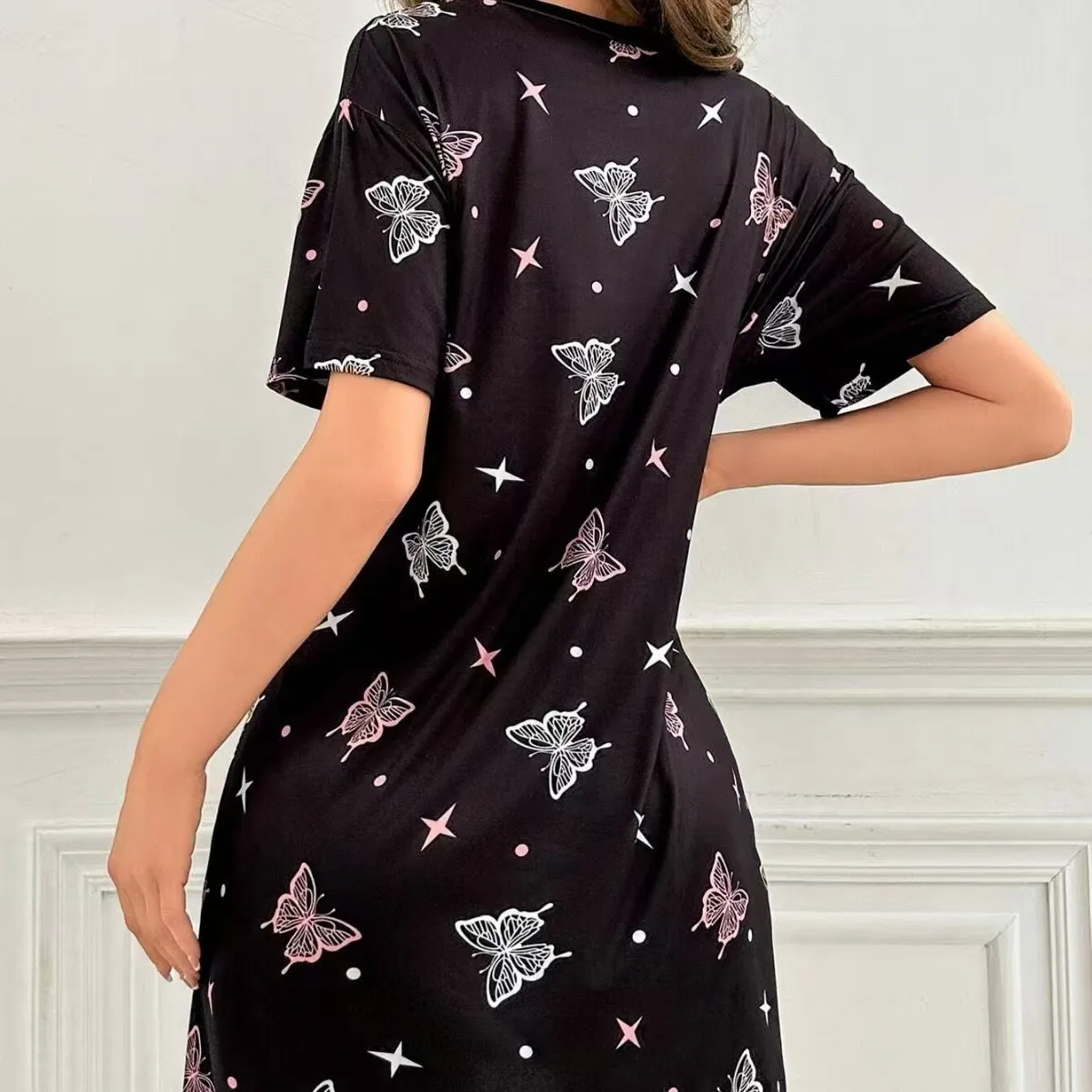 Nightdress Casual Round Neck Sleep Dress Women's Sleepwear Dresses 4
