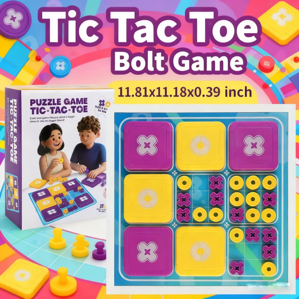 

Классическая игра Tic Tac Toe Bolt Портативная игра-головоломка 3-в-1 Connect Three In A Row On A Mini Board To Claim Набор настольных игр