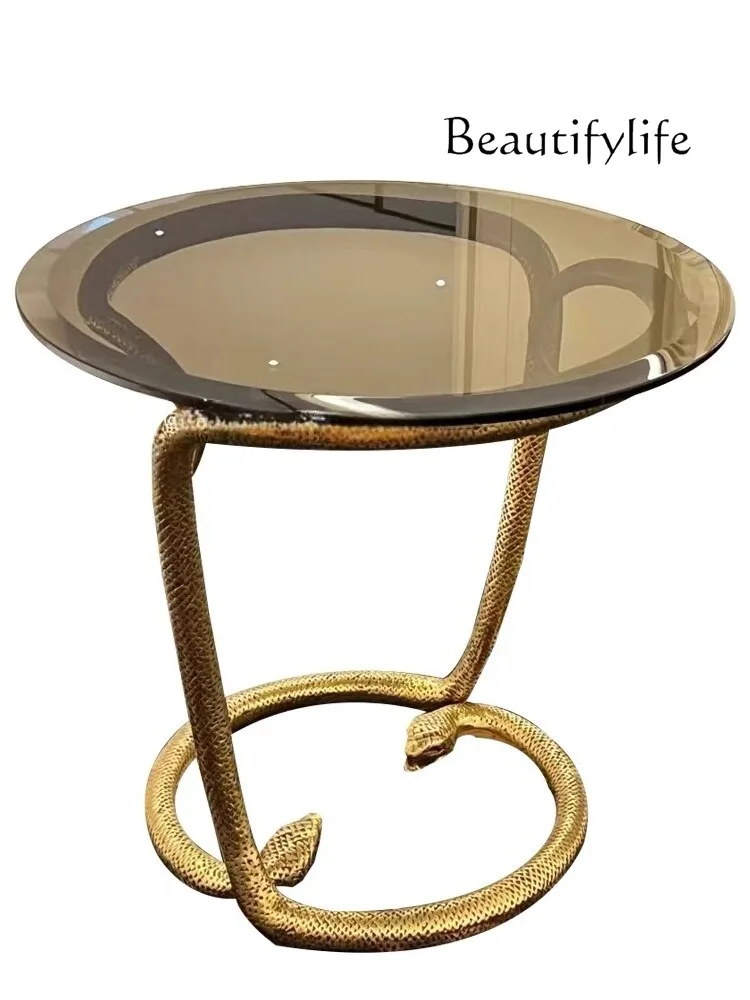 

Italian Light Luxury Side Table Modern Luxury Snake-Shaped round Coffee Table Villa Designer Model Sofa Corner Table