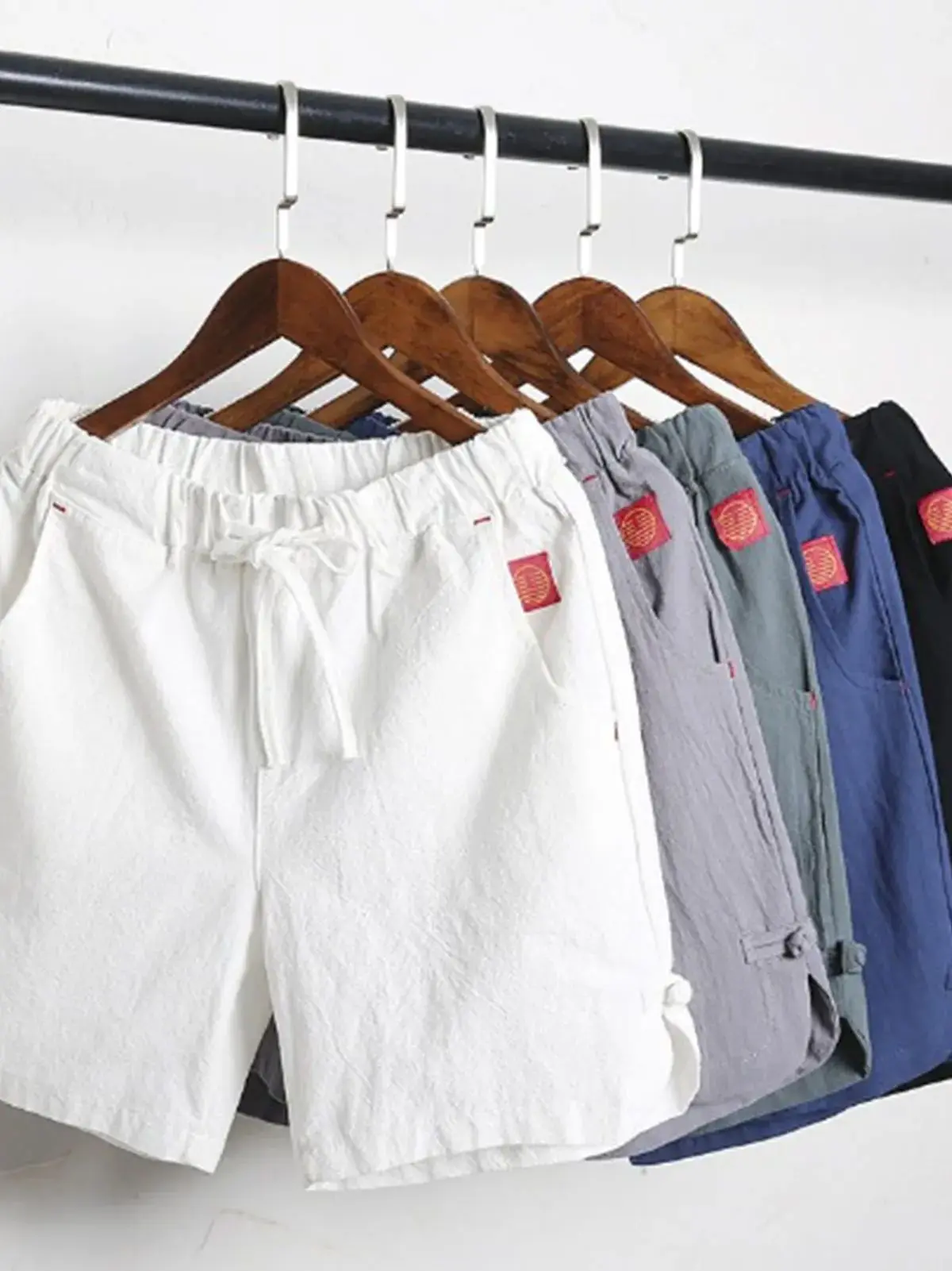 

Мужские летние повседневные брюки из хлопка и льна, прямого кроя, в винтажном стиле, для молодежи, без бренда