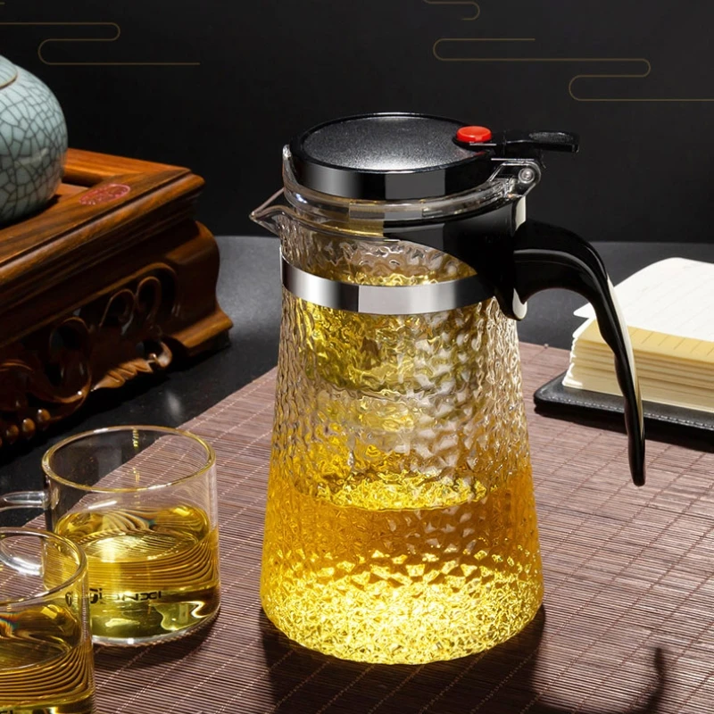 GIANXI Heat-resistant Striated Glass Cup Set Tea Separation Glass Teapot Elegant And Textured Filter Flower Teapot