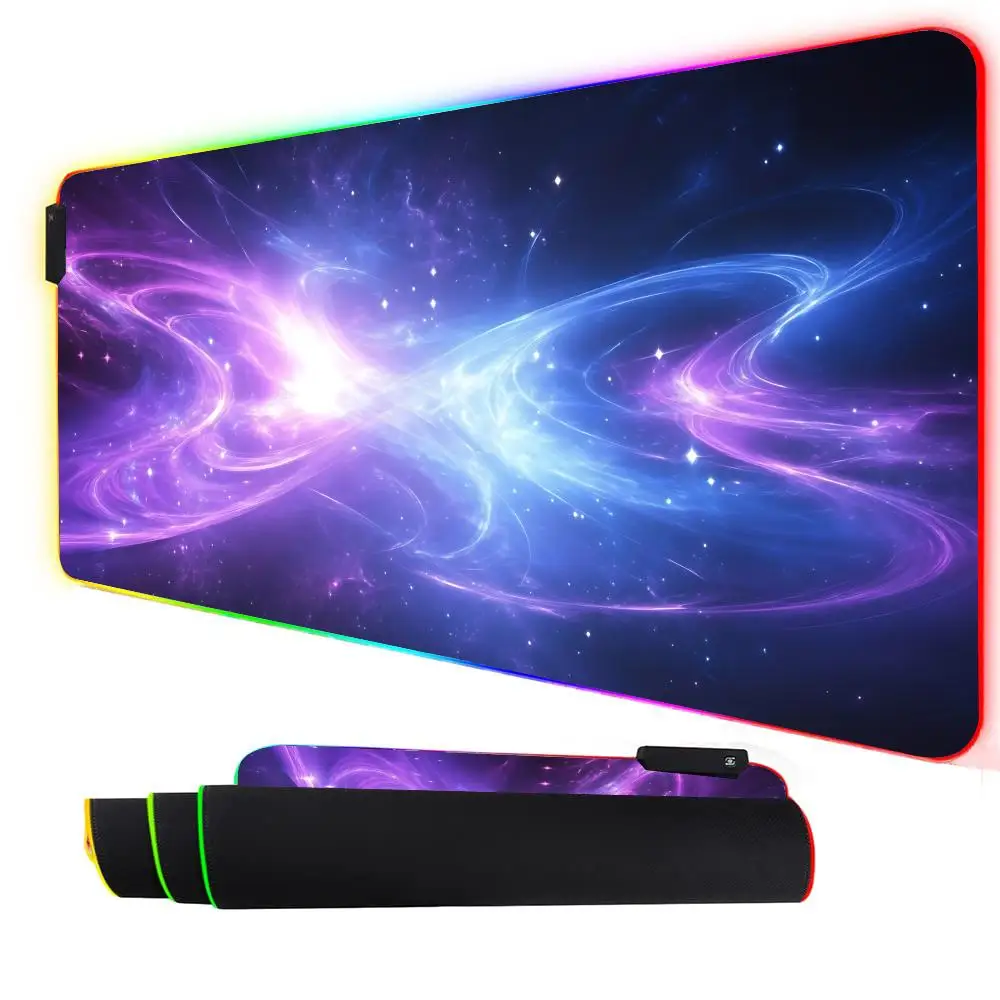 

Large RGB Mouse Pad Galaxy Starry Sky Gaming MousePad Gamer Accessory LED Light Mousepads PC Computer Desk Mat with Backlit DIY