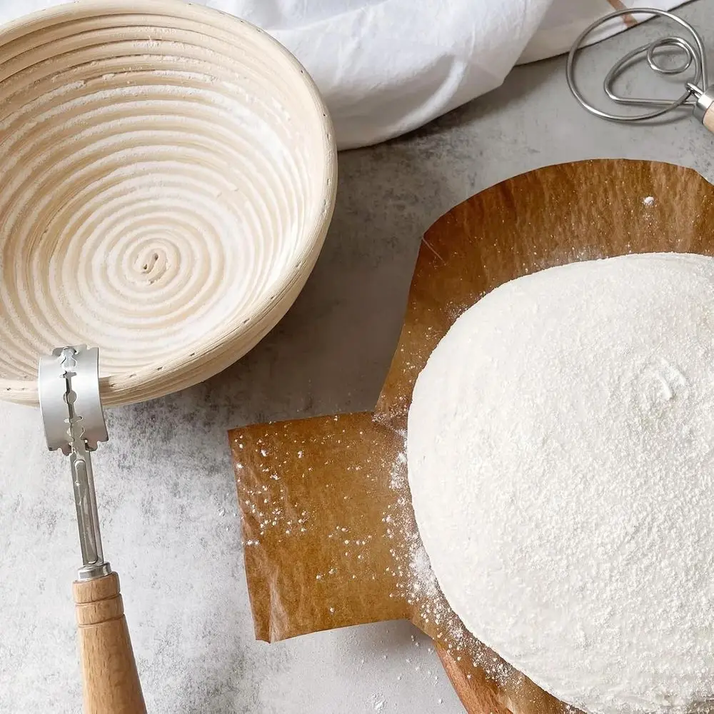 9 Inch Rattan Proving Baskets Set of 2 with Linen Liners for Sourdough and Artisan Bread Making - Detail 1