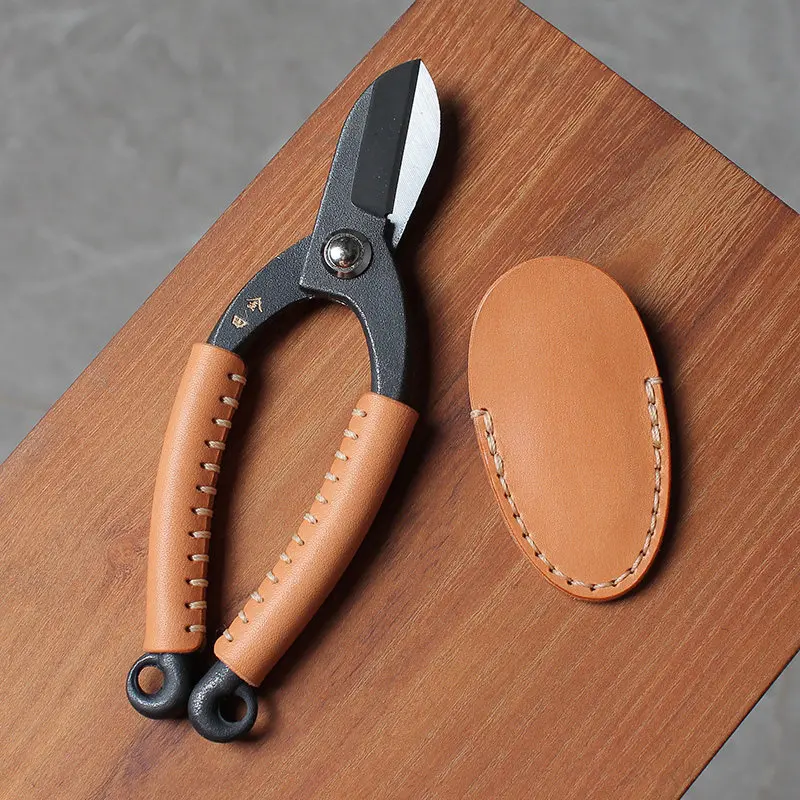 Handmade Compound Steel Flower Arrangement Scissors with Leather Sheath – 165mm Ikebana & Bonsai Pruning Shears
