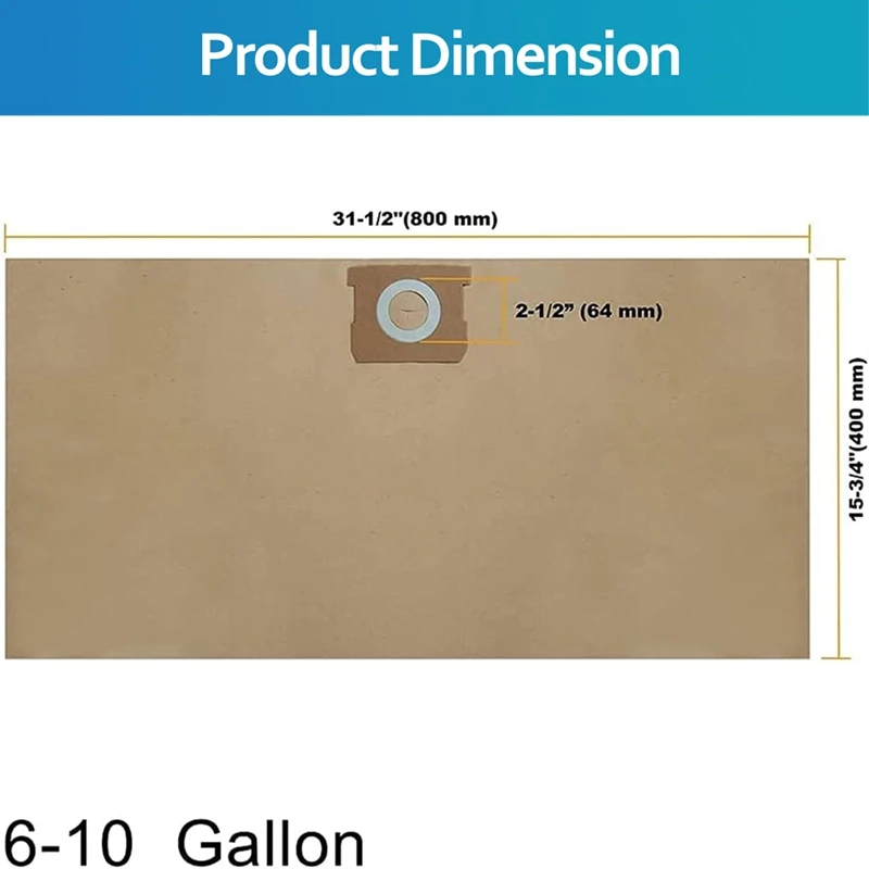 BAAG-Pack 15 كيس مكنسة لـ DEWALT 6 إلى 10 جالون Shop Vac DXVA19-4101، كيس تجميع الغبار مع فلتر لـ DXV06P DXV09P