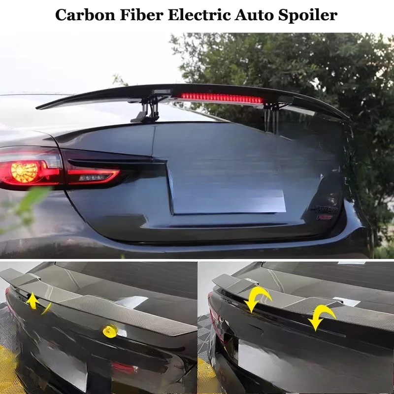 

Auto Exterior Glossy Carbon Fiber Electric Automatically Universal Rear Trunk Tail Boot Lid Civic Spoiler Wing for All Sedan Car