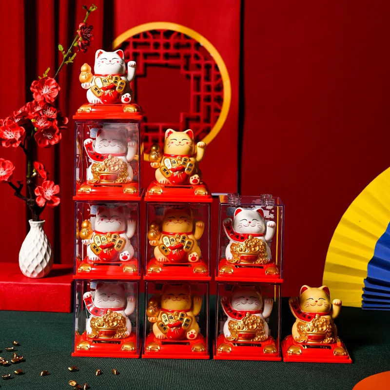solar lucky cat automatic rocking ornament decoration