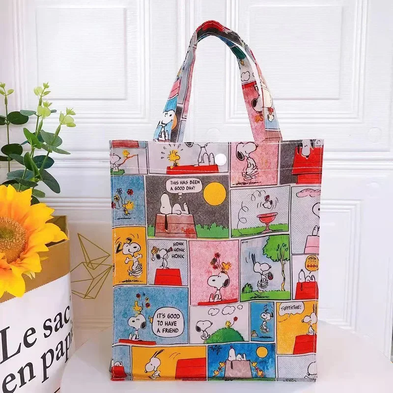 Snoopy Print Cute Cooler Lunch Bag Portable Insulated Canvas Bento Tote Thermal School Picnic Food Storage Pouch Students Gift