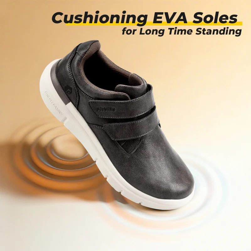 Scarpe da uomo in pelle, larghe, da passeggio, idrorepellenti, facili da indossare, comode, casual, eleganti, per piedi gonfi di diabetici._voghion.com