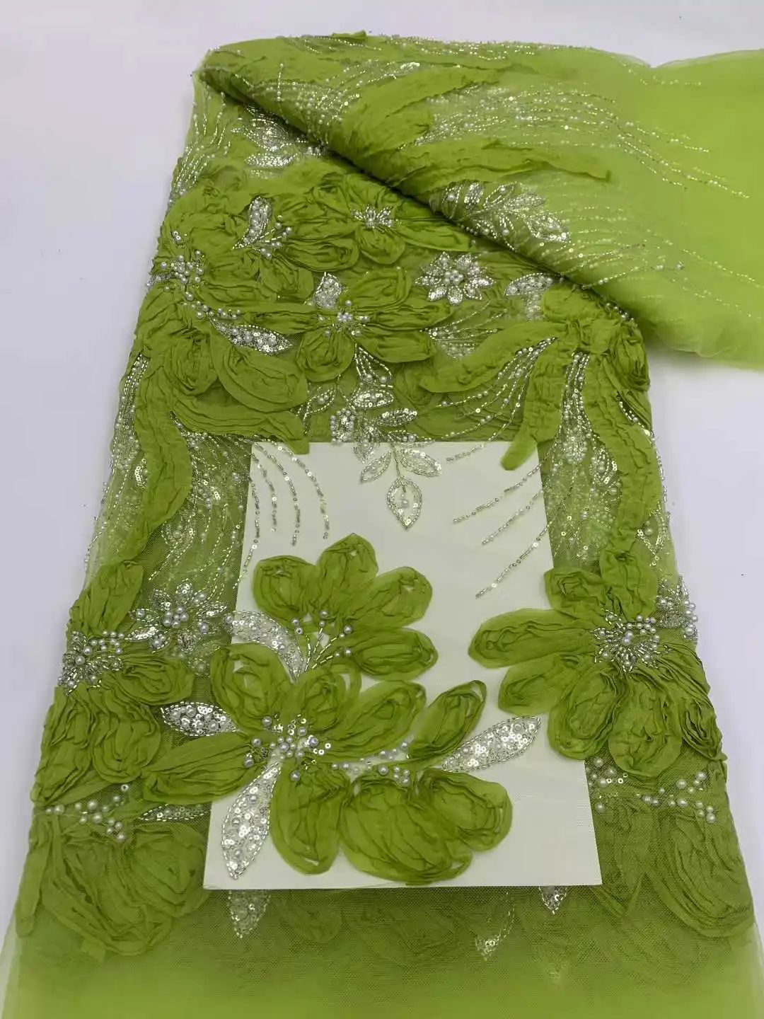 

5Yards French Mesh Sequins Fabric African Lace High-Quality Luxury Embroidery Net for Nigerian Women Evening Dresses