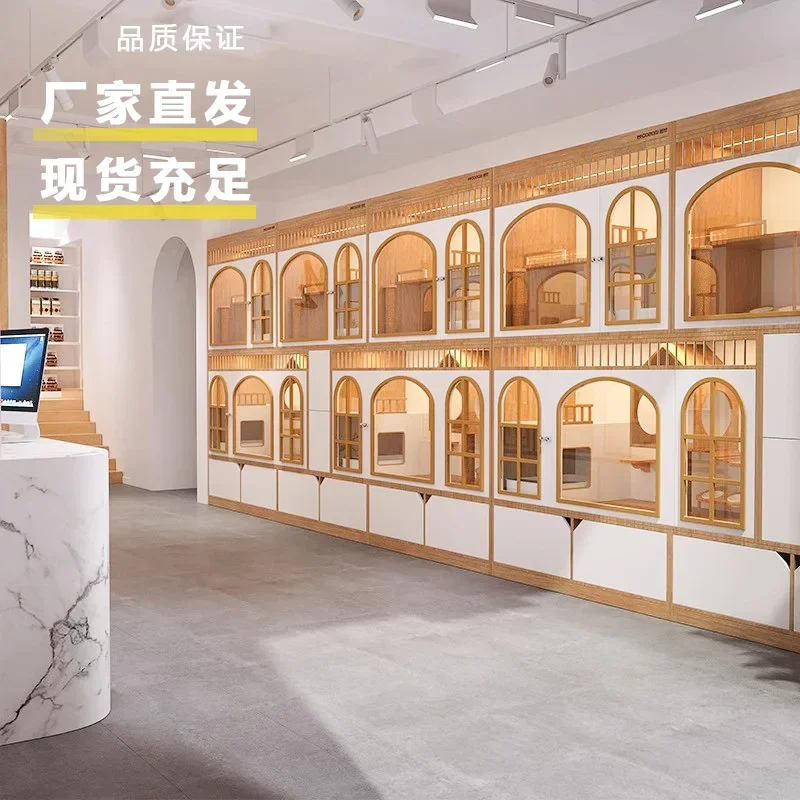 Roman Holiday Coffee Special Cat Villa Breeding Large Luxury Multi-layer Cage Pet Shop Cat Display Cabinet