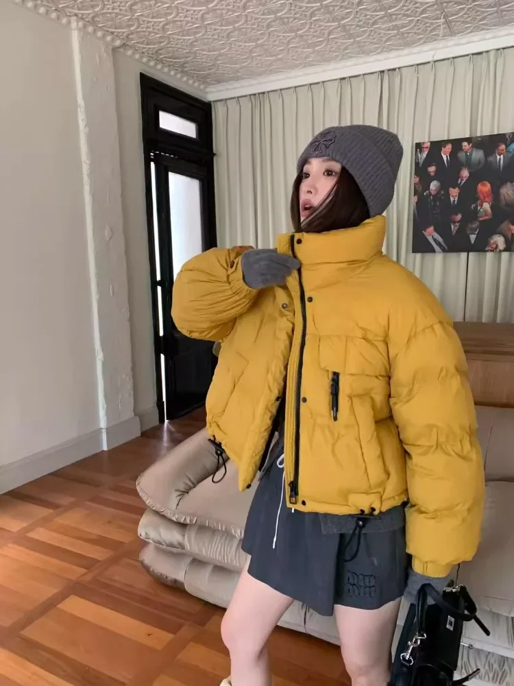 Loose Short Duck Down Jacket New Style Zipper Stand-up Collar Thick 2025 Autumn Winter Soft Fluffy Versatile Bread Coat Women