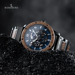 2022 New BOBO BIRD Automatic Mechanical Watch for Men Top Luxury Brand Wooden Stainless Steel Waterproof Watches reloj hombre