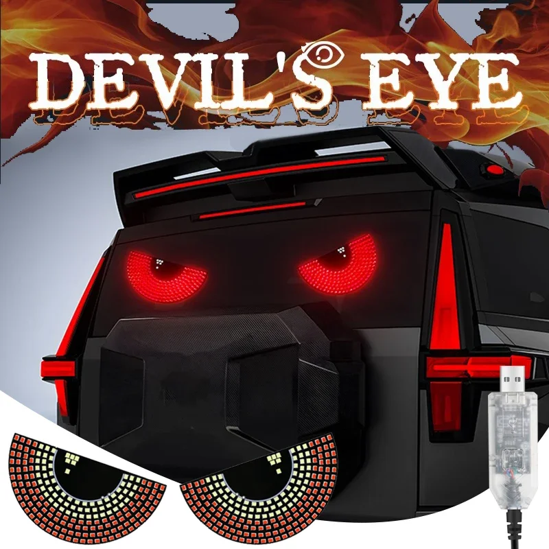 

Devil‘s Eyes LED Light Vehicle Signal Lights Matrix Panel Light Warning Strobe Lights USB Plug-in Decorations for Car Windshield