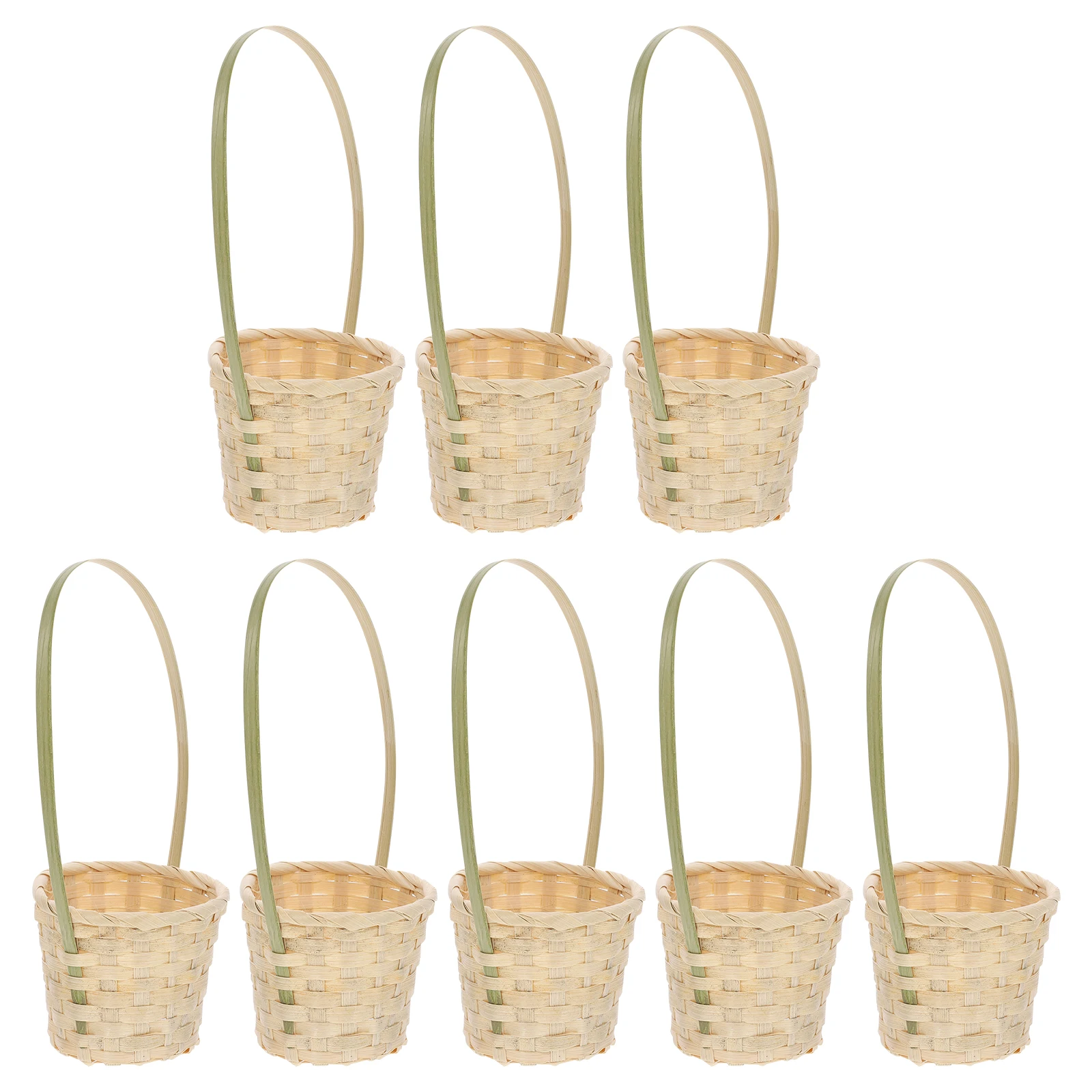 

8Pcs Delicate Bamboo Woven Storage Basket Multi-Purpose Fruit and Vegetable Organizer Floral Decor