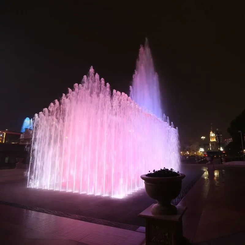 Unique Interactive Dry Commercial Fountain Stainless Steel 304 Modern Square Shape Modular Programmable Hotel