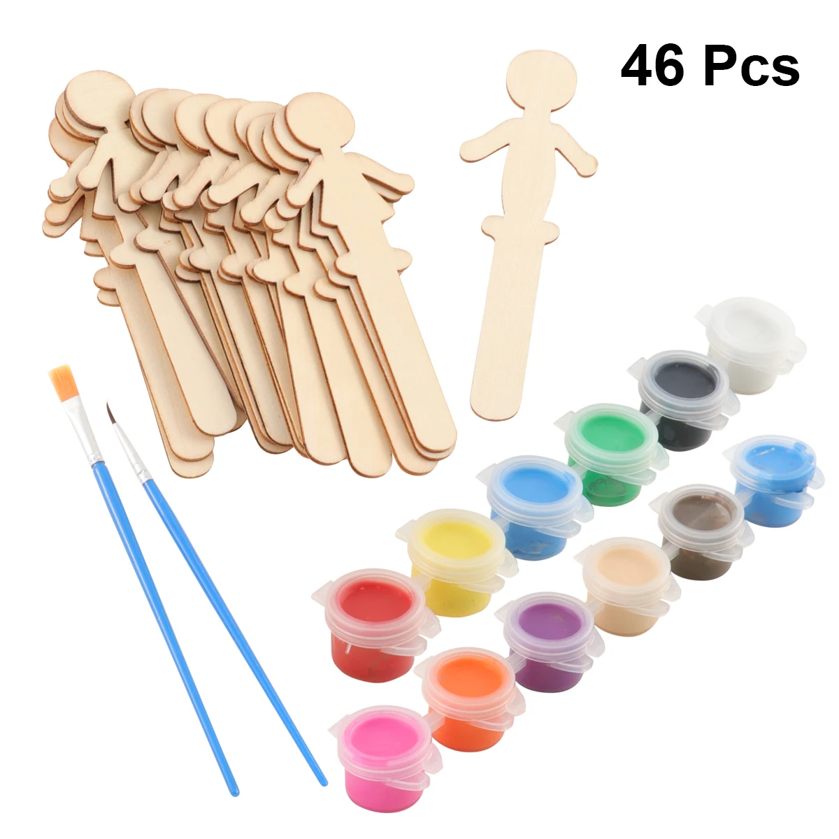 

32 Pcs Wooden Branch Cutouts for Crafts Sticks Crafting Popsicle Bamboo Mini Man Small Person Shape